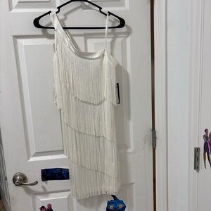 Elegant White Fringe Dress